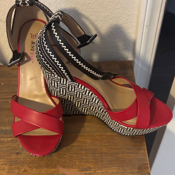 JustFab Red Strappy Heels - Picture 2 of 3